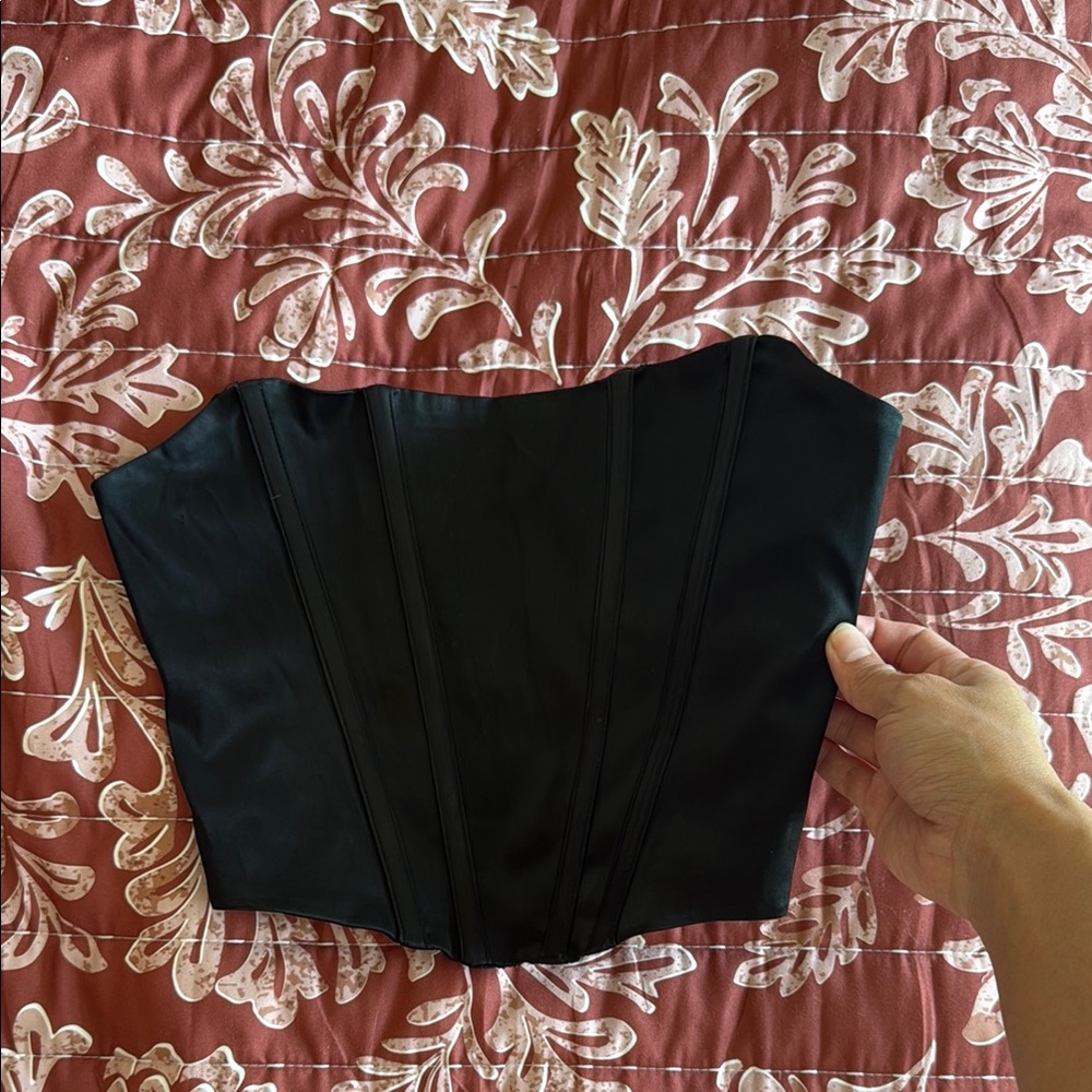 Black Satin Corset Top